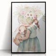 Floral Girl & Bunny Girls Room Wall Art – Kids Room Art Print