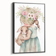 Floral Girl & Bunny Girls Room Wall Art – Kids Room Art Print