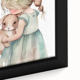 Floral Girl & Bunny Girls Room Wall Art – Kids Room Art Print