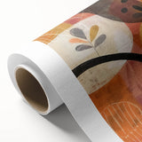 Art deco poster depicting an autumnal scene with muted orange and brown hues on rolled canvas, ideal for nursery wall art.