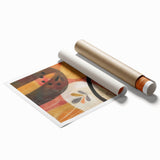 Extra large rolled print of autumnal floral art in earthy tones, ideal for classy bathroom wall art.