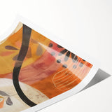 Extra large wall art of line art flowers in muted autumn tones on a rolled print, ideal for large living room decor.