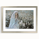 Abstract figurative artwork framed in silver with a mat, showcasing intricate designs and a modern aesthetic, perfect for contemporary home decor.