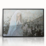 Abstract framed acrylic wall art featuring a dynamic figurative design in shades of black and gray, perfect for modern home decor or gallery display.