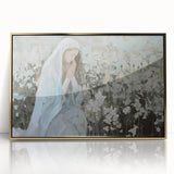 Framed abstract figurative art piece with gold accents, showcasing a modern design that adds elegance to any decor, perfect for contemporary living spaces.