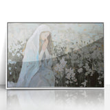 Framed abstract figurative artwork in white acrylic, showcasing dynamic shapes and fluid lines. Perfect for modern decor, adding a touch of elegance and sophistication to any space.