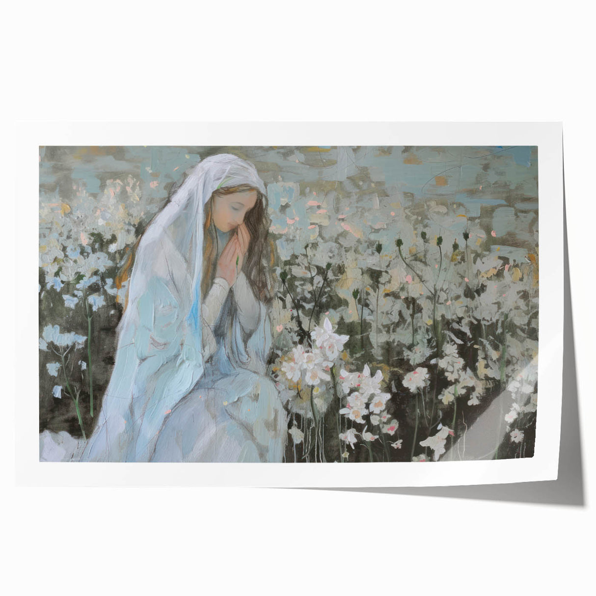 Abstract figurative rolled print showcasing vibrant colors and dynamic shapes, perfect for modern home decor. Packaged securely in a cardboard tube for safe delivery.