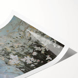 Abstract figurative art print showcasing vibrant colors and fluid shapes, elegantly rolled in a protective cardboard tube for easy display and shipping. Ideal for modern home decor.