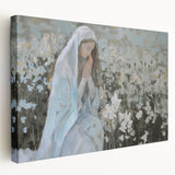 Abstract figurative stretched canvas artwork displaying vibrant colors and dynamic shapes, showcasing a modern artistic style ideal for contemporary home decor.