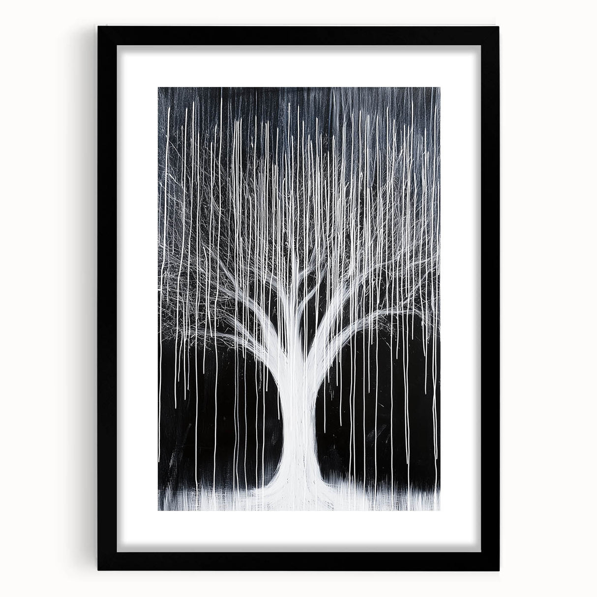 Abstract floral art frame featuring vibrant colors and intricate designs, set against a sleek black mat. Ideal for modern decor, adding a touch of elegance to any space.