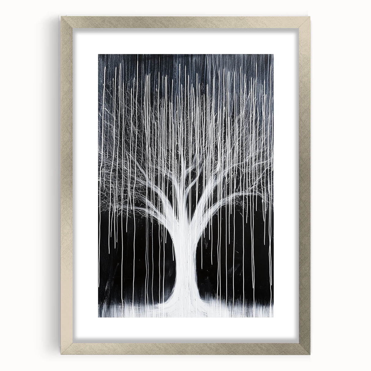 Abstract floral art frame with a silver mat, showcasing intricate designs and vibrant colors, ideal for enhancing modern home decor.