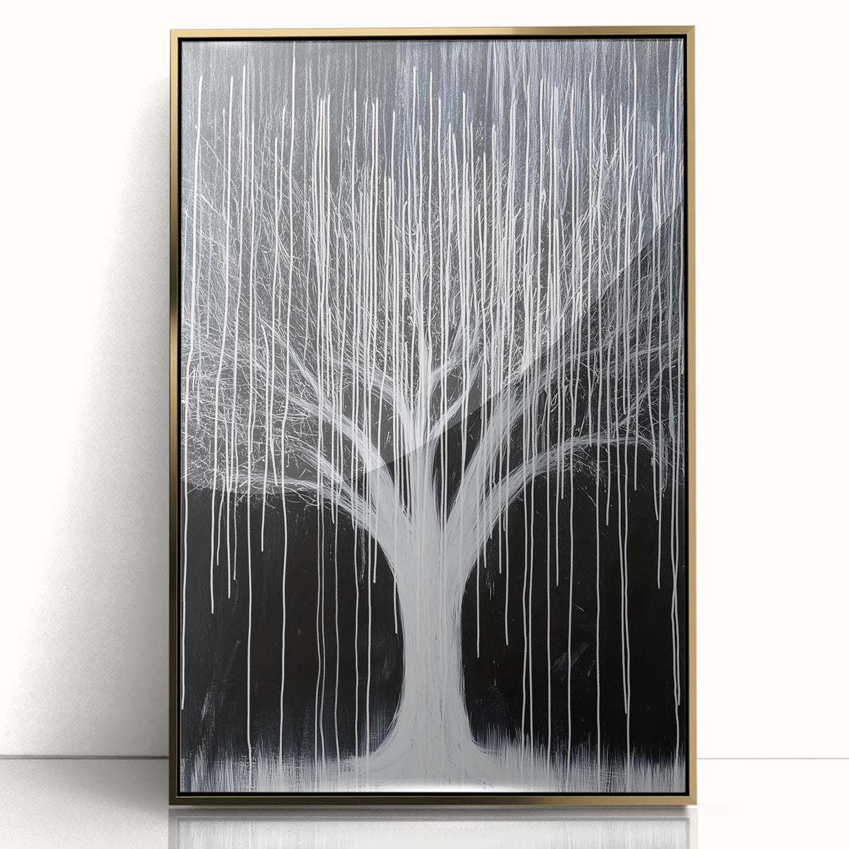 Framed acrylic artwork showcasing vibrant abstract florals in shades of pink, gold, and green, ideal for enhancing modern home decor with a touch of elegance.