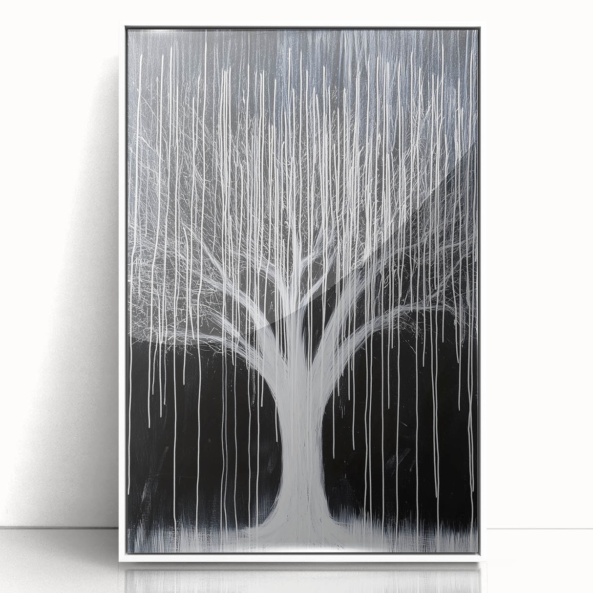 Framed acrylic artwork featuring vibrant abstract florals in a white frame, ideal for modern home decor. The piece showcases colorful petals and intricate designs, adding a touch of elegance and creativity to any room. Perfect for art enthusiasts looking to enhance their interior space with contemporary floral art.