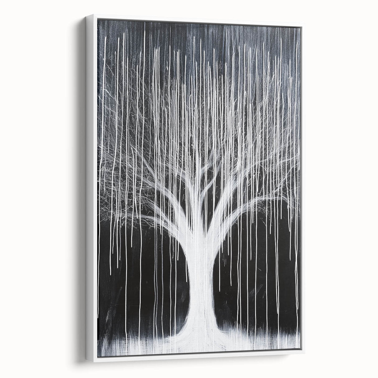 Framed canvas artwork showcasing abstract floral design in vibrant colors, set against a white background, ideal for modern home décor and stylish interiors.
