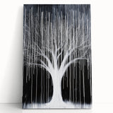 Abstract floral design on a stretched canvas, featuring vibrant colors and intricate patterns, elegantly leaning against a neutral wall, perfect for modern home decor.