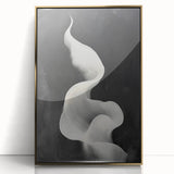 Framed abstract minimalist wall art featuring a gold acrylic design, set against a sleek white background, ideal for modern home décor or office spaces.