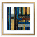 Modern Abstract Wall Art – Royal Blue, Gold & Patterned Canvas