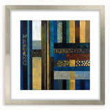 Modern Abstract Wall Art – Royal Blue, Gold & Patterned Canvas