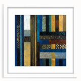 Modern Abstract Wall Art – Royal Blue, Gold & Patterned Canvas
