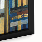 Modern Abstract Wall Art – Royal Blue, Gold & Patterned Canvas