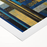 Modern Abstract Wall Art – Royal Blue, Gold & Patterned Canvas