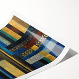 Modern Abstract Wall Art – Royal Blue, Gold & Patterned Canvas