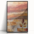 Large abstract wall art featuring autumnal shades on a black framed acrylic, ideal for modern living room decor.