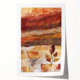 Extra large rolled print of autumn-themed floral art in muted orange and brown tones.