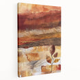 Autumn-themed abstract painting on stretched canvas with warm orange and red tones, suitable for kitchen wall art.