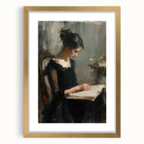 Abstract figurative gold frame showcasing a modern art piece with a mat, perfect for enhancing contemporary home decor. Ideal for art enthusiasts and stylish interiors.