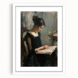 Abstract figurative frame with a white mat, showcasing a modern art piece in the center, ideal for contemporary home decor and gallery displays.