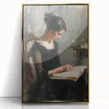 Framed acrylic art piece showcasing an abstract figurative design with gold accents, perfect for modern decor. Ideal for enhancing interior spaces with elegance.