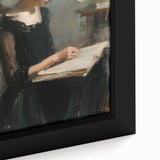 Close-up of an abstract figurative art piece on a framed canvas, showcasing vibrant colors and intricate textures, ideal for modern home decor.