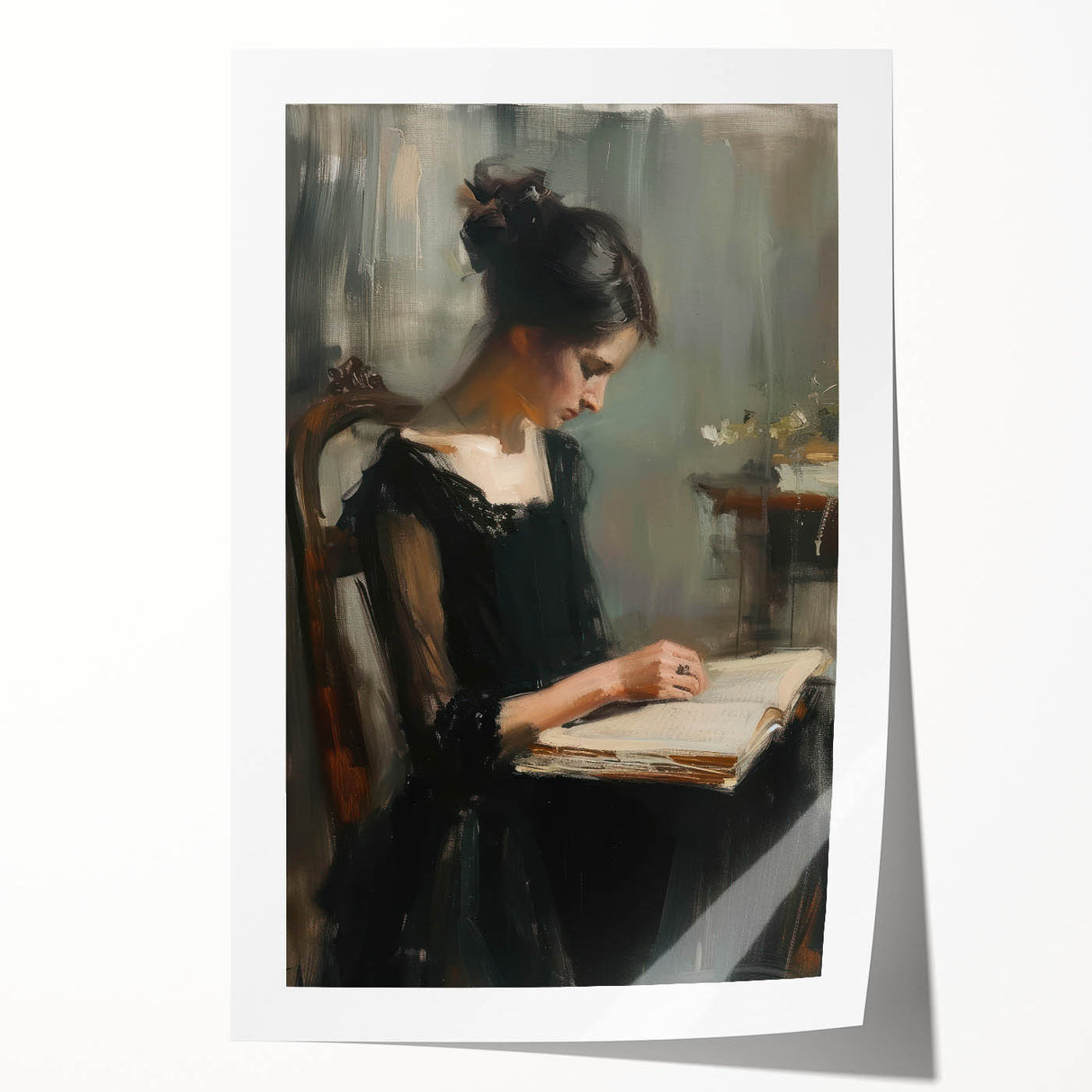 Abstract figurative art print featuring vibrant colors and dynamic shapes, showcasing a modern artistic expression, rolled and ready for display in a protective tube.