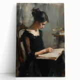 Abstract figurative stretched canvas artwork featuring vibrant colors and dynamic shapes, leaning against a neutral wall, ideal for modern home décor.