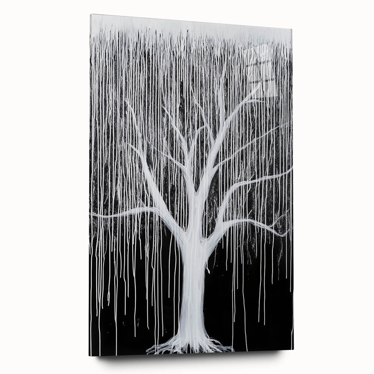 Abstract floral acrylic glass artwork showcasing vibrant colors and intricate designs, displayed from a side view to highlight its glossy finish and depth. Ideal for modern home decor.