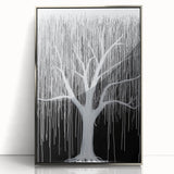 Framed acrylic artwork showcasing an abstract floral design in vibrant hues of pink, blue, and green, set in a sleek silver frame, perfect for modern decor.