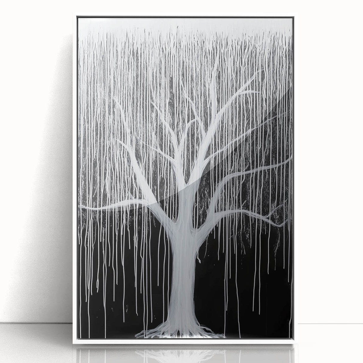 Framed acrylic artwork showcasing vibrant abstract floral designs in a modern white frame, perfect for contemporary home decor and adding a touch of elegance.