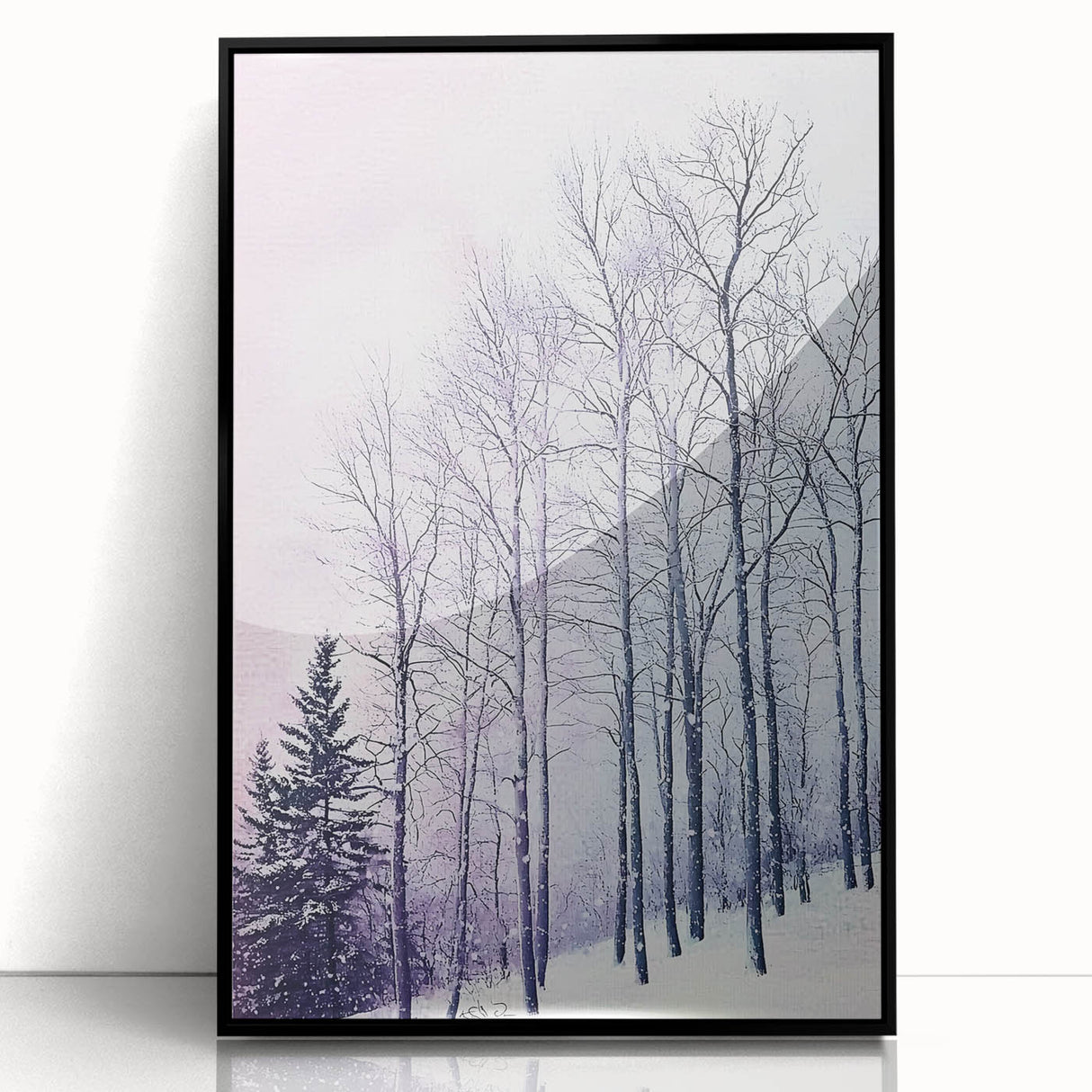 Framed abstract landscape artwork in black acrylic, showcasing vibrant colors and dynamic shapes, ideal for modern home decor. Perfect for adding sophistication to any room.