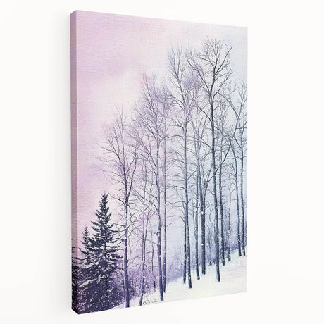 Abstract landscape artwork on stretched canvas, showcasing vibrant colors and fluid shapes. The side view highlights the canvas depth, ideal for modern decor.