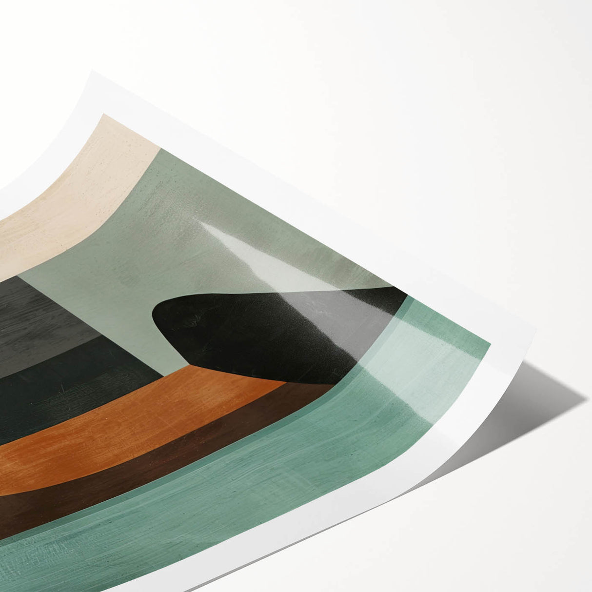 Abstract minimalist wall art print featuring soft pastel colors and geometric shapes, rolled and ready for display in modern decor, ideal for contemporary interiors.