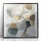 Minimalist Abstract Wall Art – Beige, Brown & Gray Stone Shapes