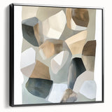 Minimalist Abstract Wall Art – Beige, Brown & Gray Stone Shapes