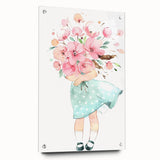 Floral Bouquet Girl Girls Room Wall Art – Kids Room Art Print