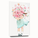 Floral Bouquet Girl Girls Room Wall Art – Kids Room Art Print
