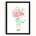 Floral Bouquet Girl Girls Room Wall Art – Kids Room Art Print