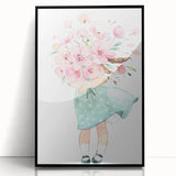 Floral Bouquet Girl Girls Room Wall Art – Kids Room Art Print