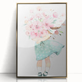 Floral Bouquet Girl Girls Room Wall Art – Kids Room Art Print