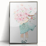 Floral Bouquet Girl Girls Room Wall Art – Kids Room Art Print