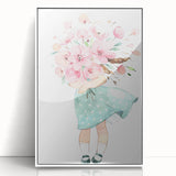 Floral Bouquet Girl Girls Room Wall Art – Kids Room Art Print